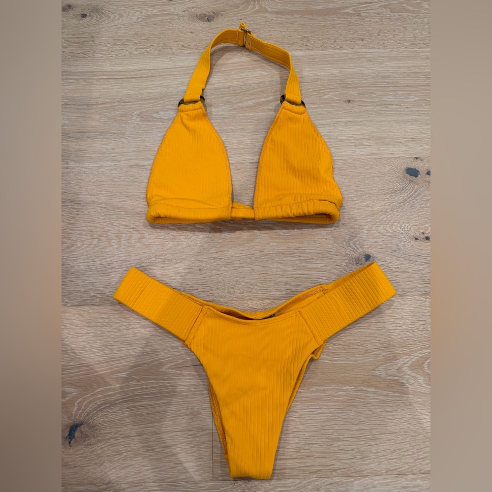 Montce  Apricot Ribbed Bikini Set - Two Piece Swimwear (Large top/ Medium Bottom